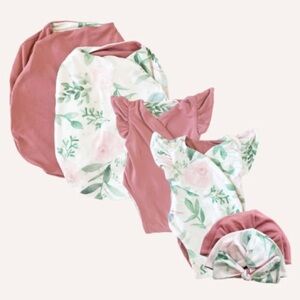 Mama Coco Newborn Essential Bundle Cocoon Swaddle Flutter Sleeve Bodysuit S 0-3